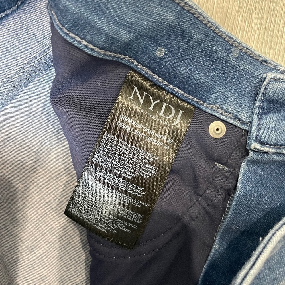 NYDJ Curves 360 Polka Dot Blue Straight Ankle Jeans - Picture 8 of 8